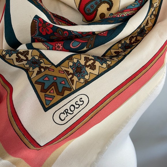 Vintage Oversized Cross Western Scarf VTG Scarf - Picture 6 of 9